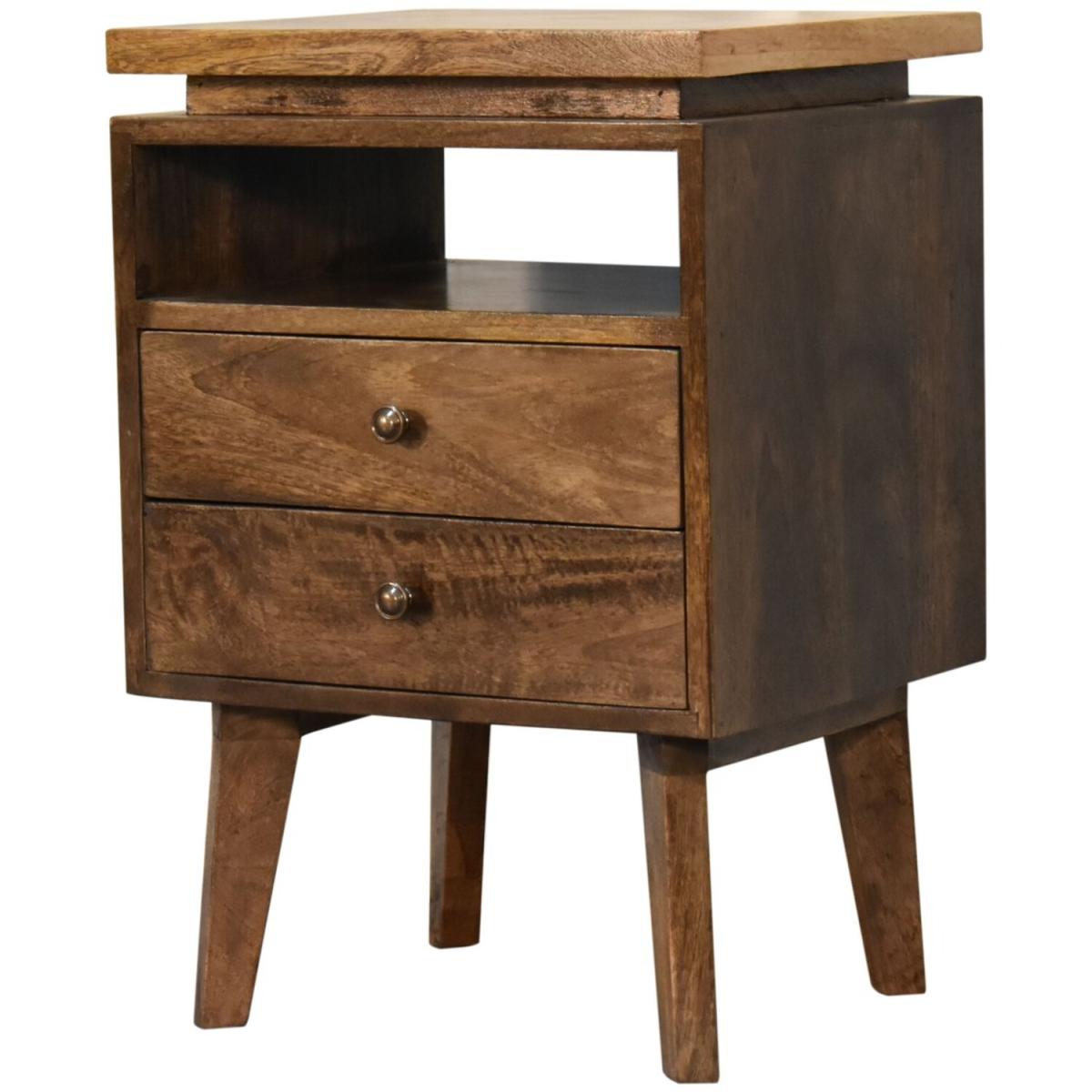 Platform Convenient Unique Storage Shiny Bedside Table - Dark Brown – image 9