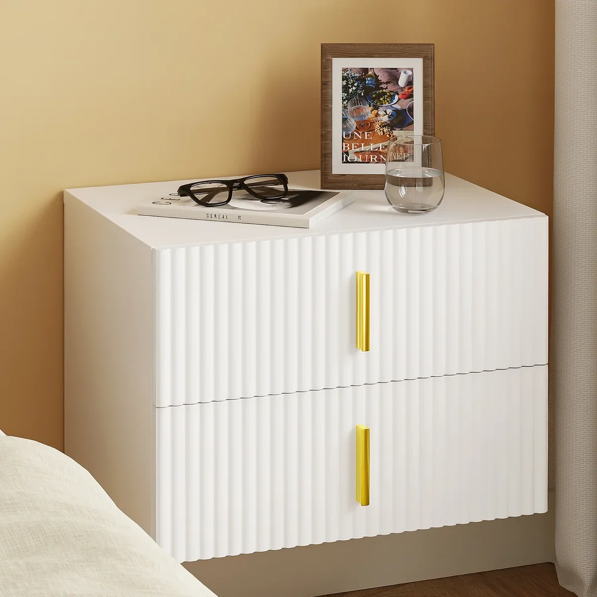 SoBuy Nightstand with 2 Drawers B - White – image 2