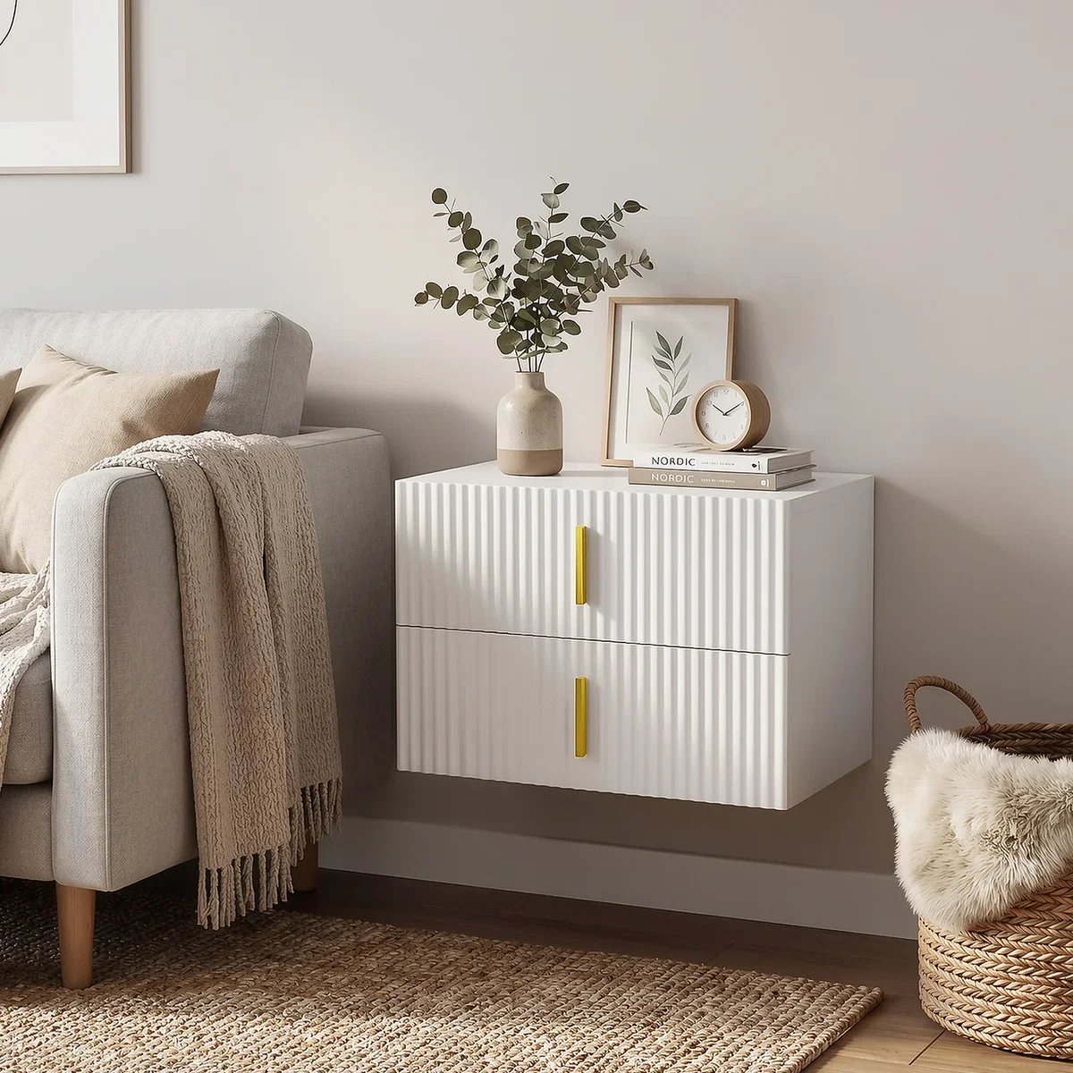 SoBuy Nightstand with 2 Drawers B - White – image 12
