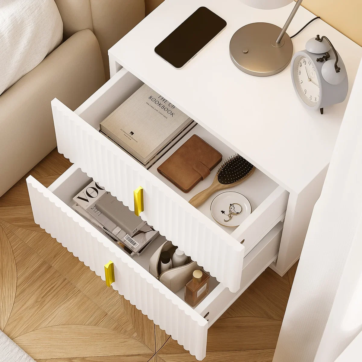 SoBuy Nightstand with 2 Drawers B - White – image 15