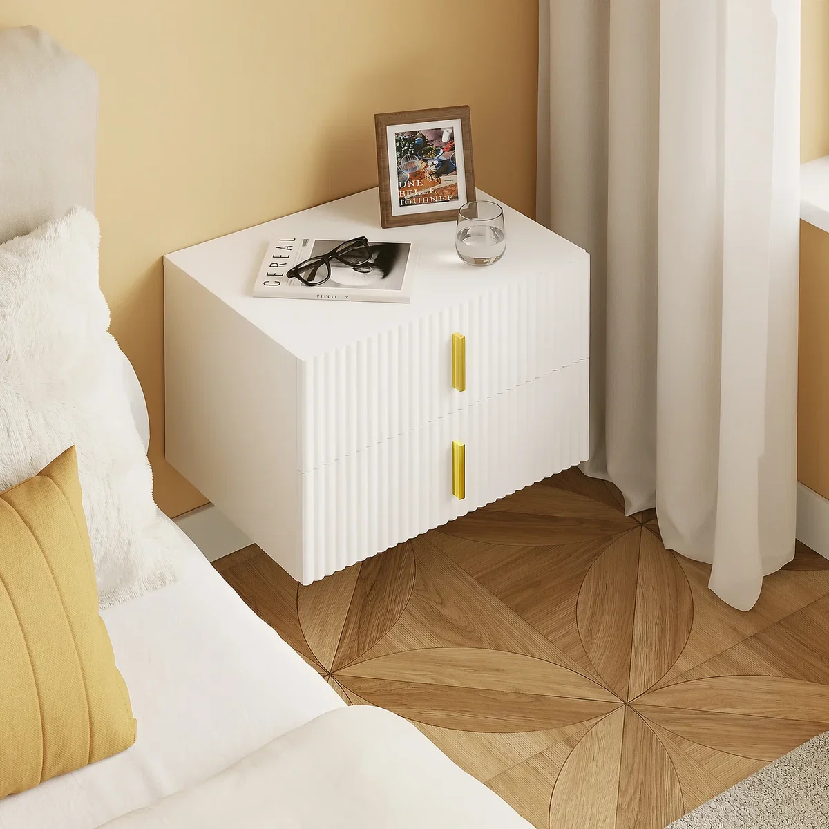 SoBuy Nightstand with 2 Drawers B - White – image 4