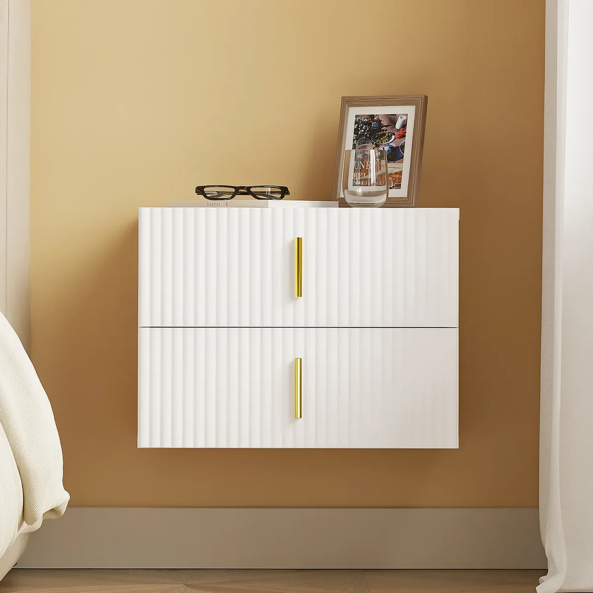 SoBuy Nightstand with 2 Drawers B - White – image 5