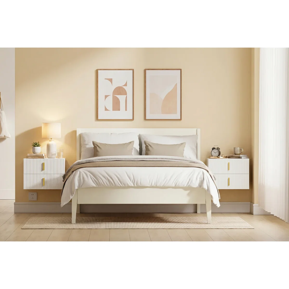 SoBuy Nightstand with 2 Drawers B - White – image 6