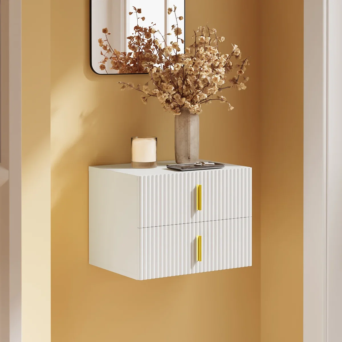 SoBuy Nightstand with 2 Drawers B - White – image 7