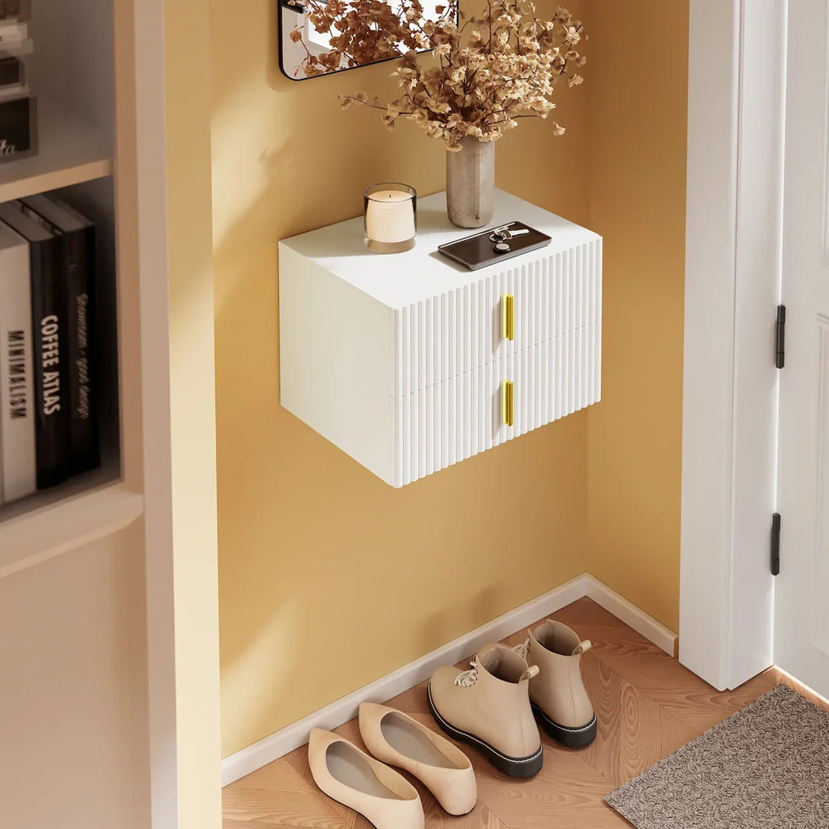 SoBuy Nightstand with 2 Drawers B - White – image 8