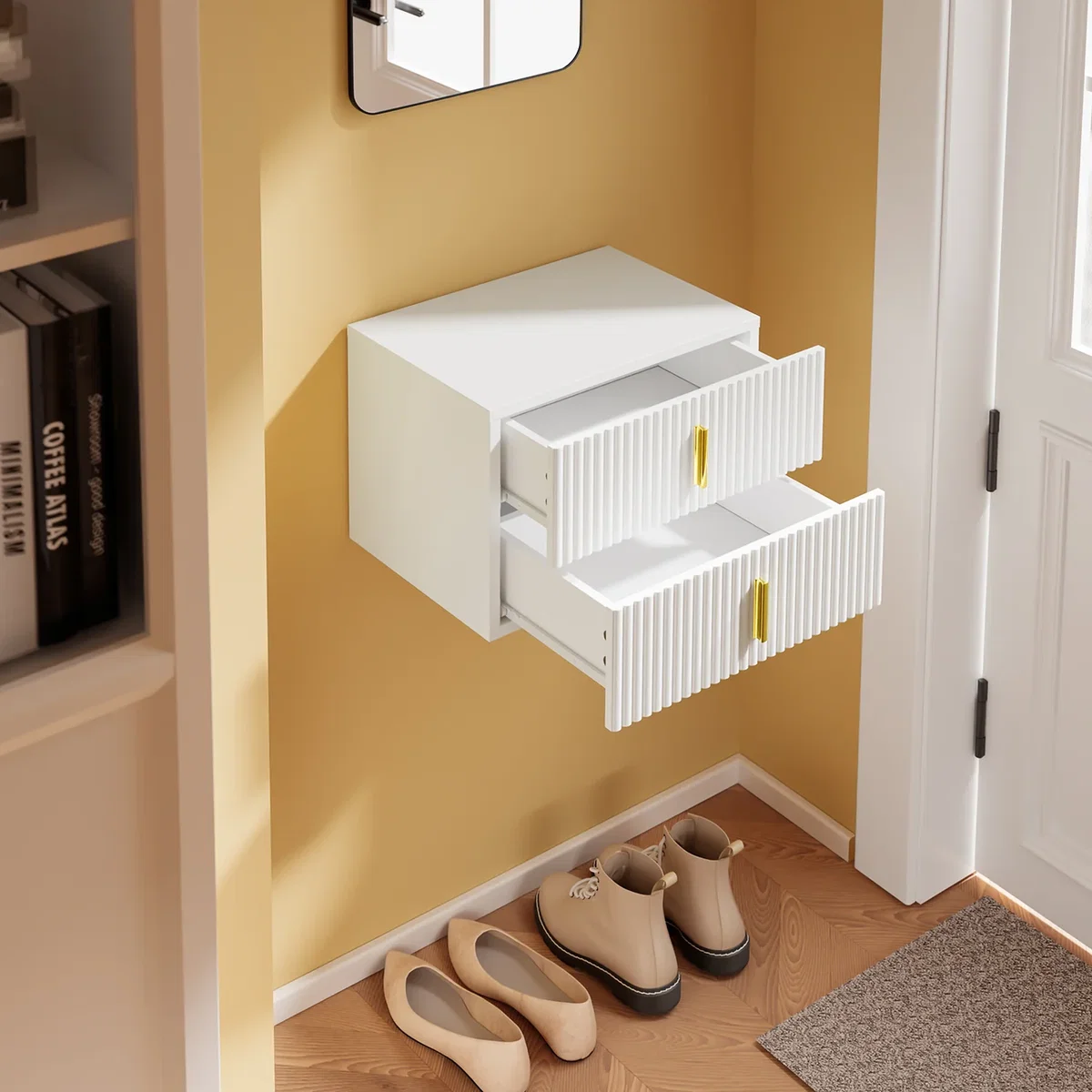 SoBuy Nightstand with 2 Drawers B - White – image 9