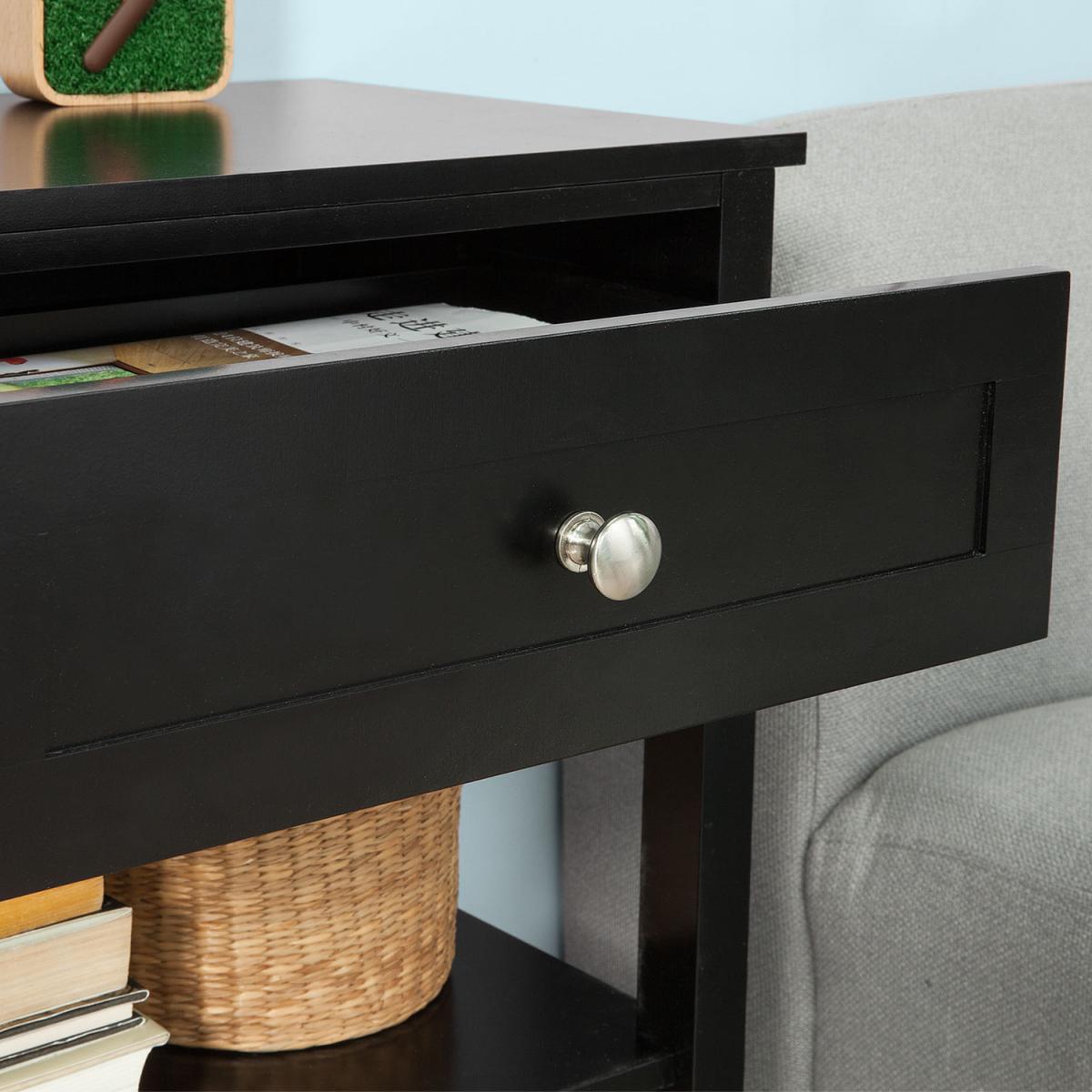 SoBuy Bedside Table with 1 Drawer 2 Shelves – image 3