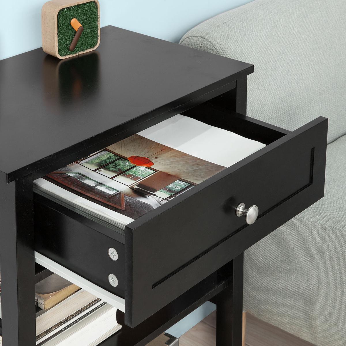 SoBuy Bedside Table with 1 Drawer 2 Shelves – image 4
