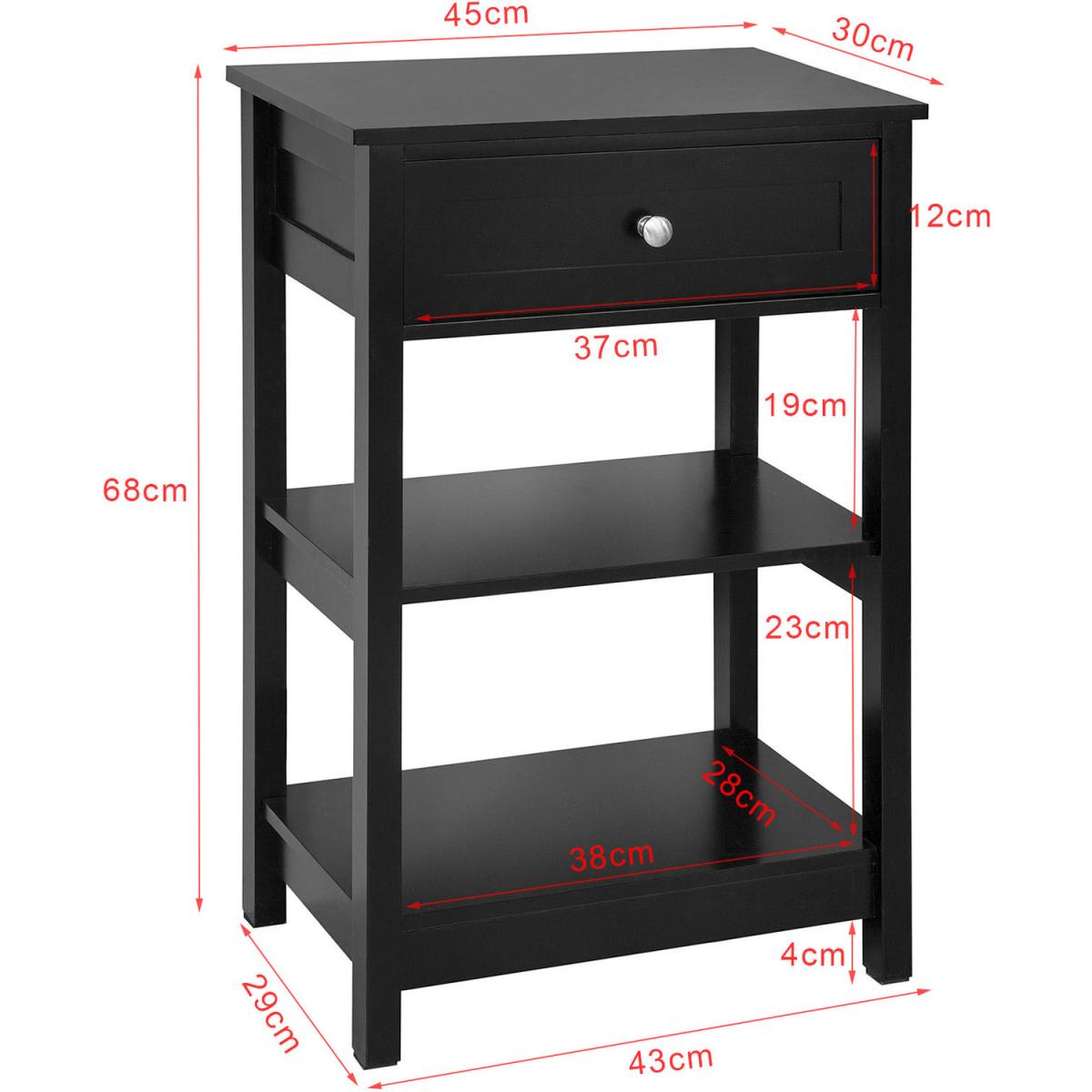 SoBuy Bedside Table with 1 Drawer 2 Shelves – image 6