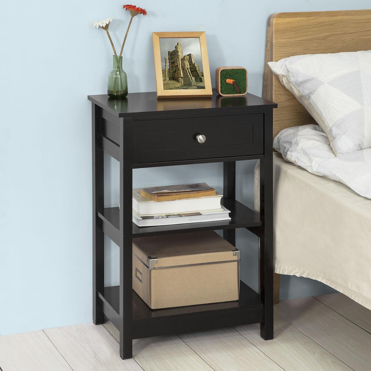 SoBuy Bedside Table with 1 Drawer 2 Shelves – image 7