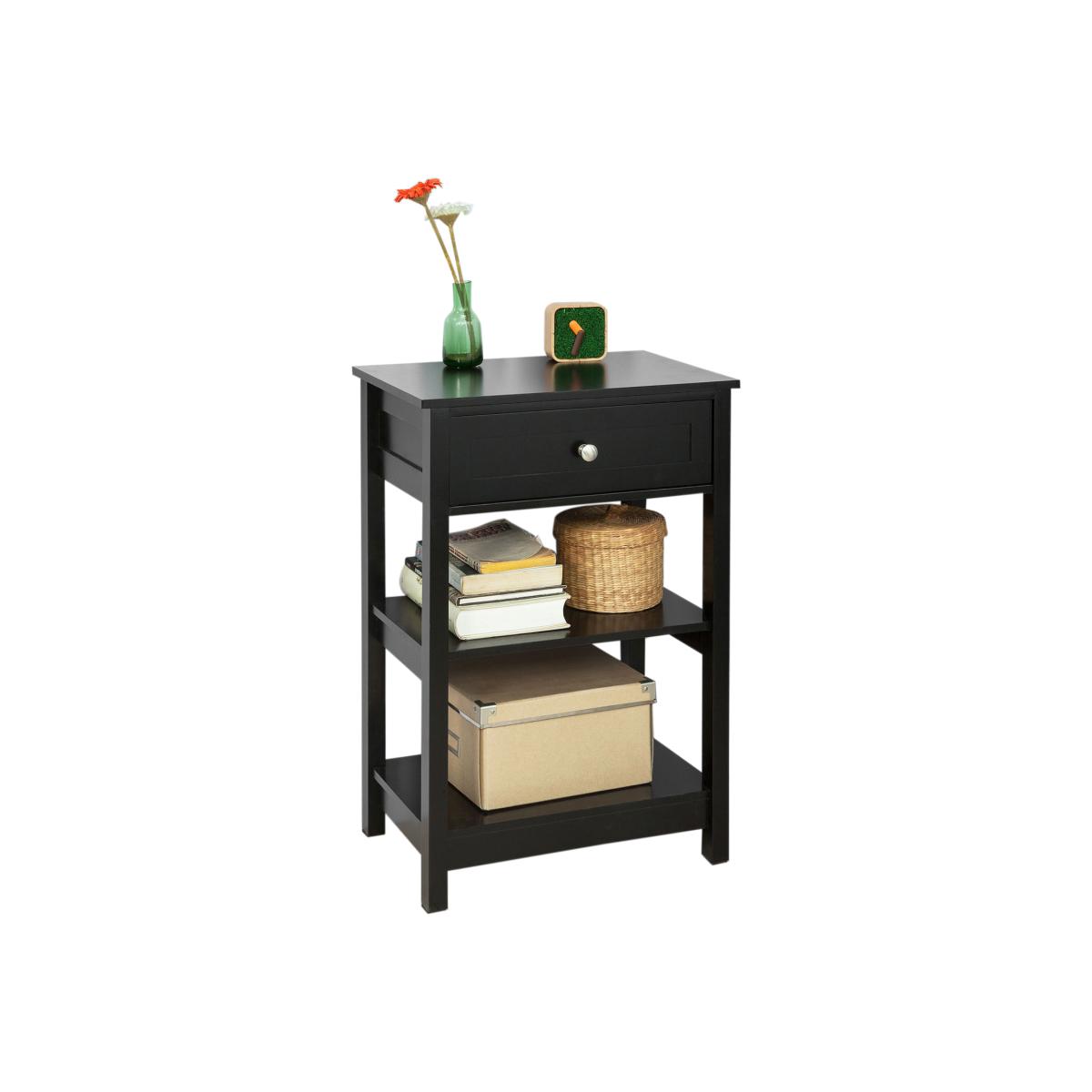 SoBuy Bedside Table with 1 Drawer 2 Shelves – image 1