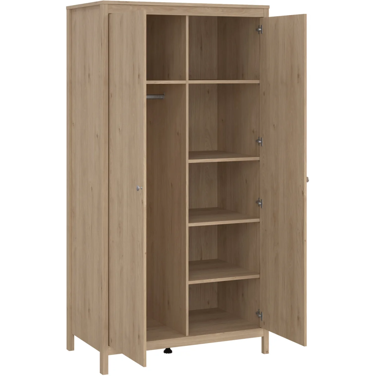 Madrid Package - Bedside Table 2 Drawers + Chest 5 Drawers + 2 Door Wardrobe in Jackson Hickory Oak - Jackson Hickory Oak – image 2