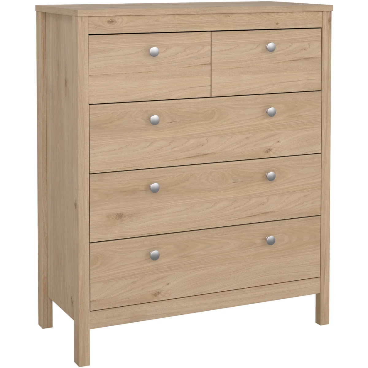 Madrid Package - Bedside Table 2 Drawers + Chest 5 Drawers + 2 Door Wardrobe in Jackson Hickory Oak - Jackson Hickory Oak – image 6