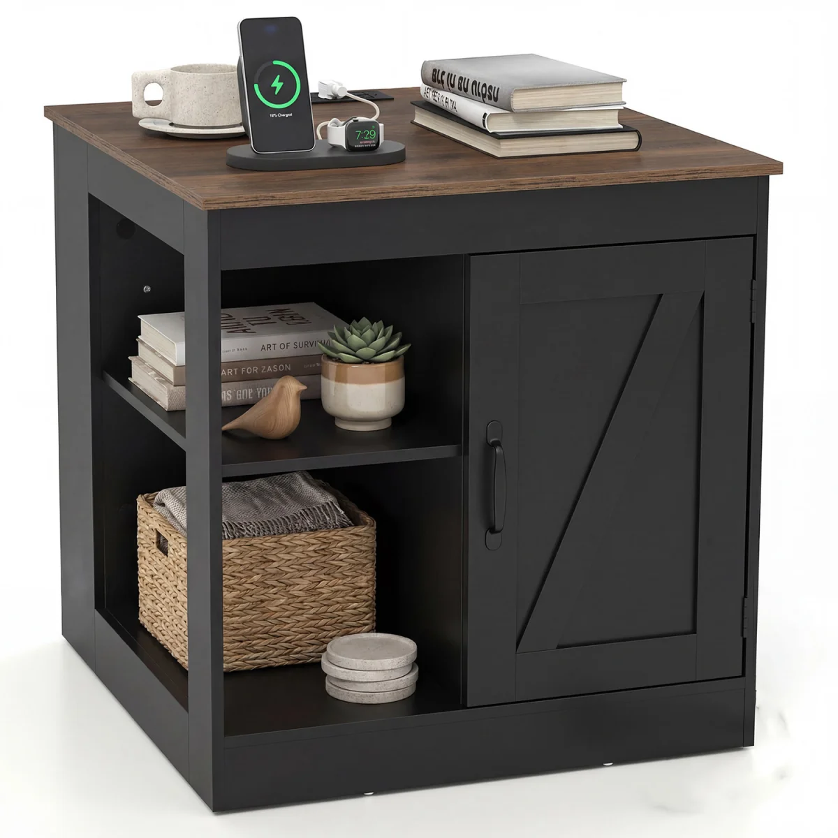 Farmhouse Nightstand with Charging Station – image 2