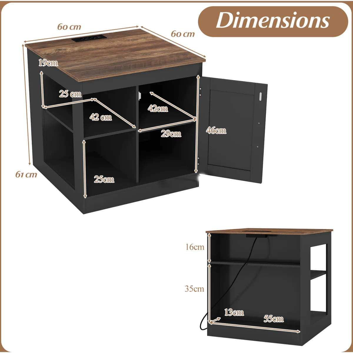 Farmhouse Nightstand with Charging Station – image 3