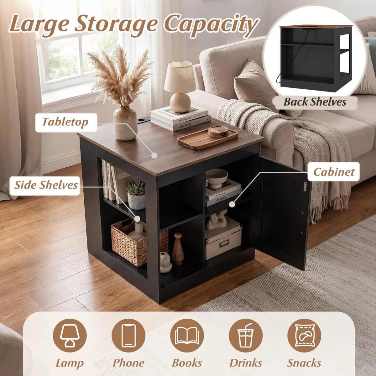 Farmhouse Nightstand with Charging Station – image 4