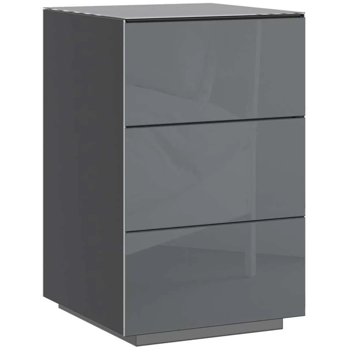 Liberty 3 drawer bedside Cabinet Grey Glass with Wireless Charger - Grey – image 2
