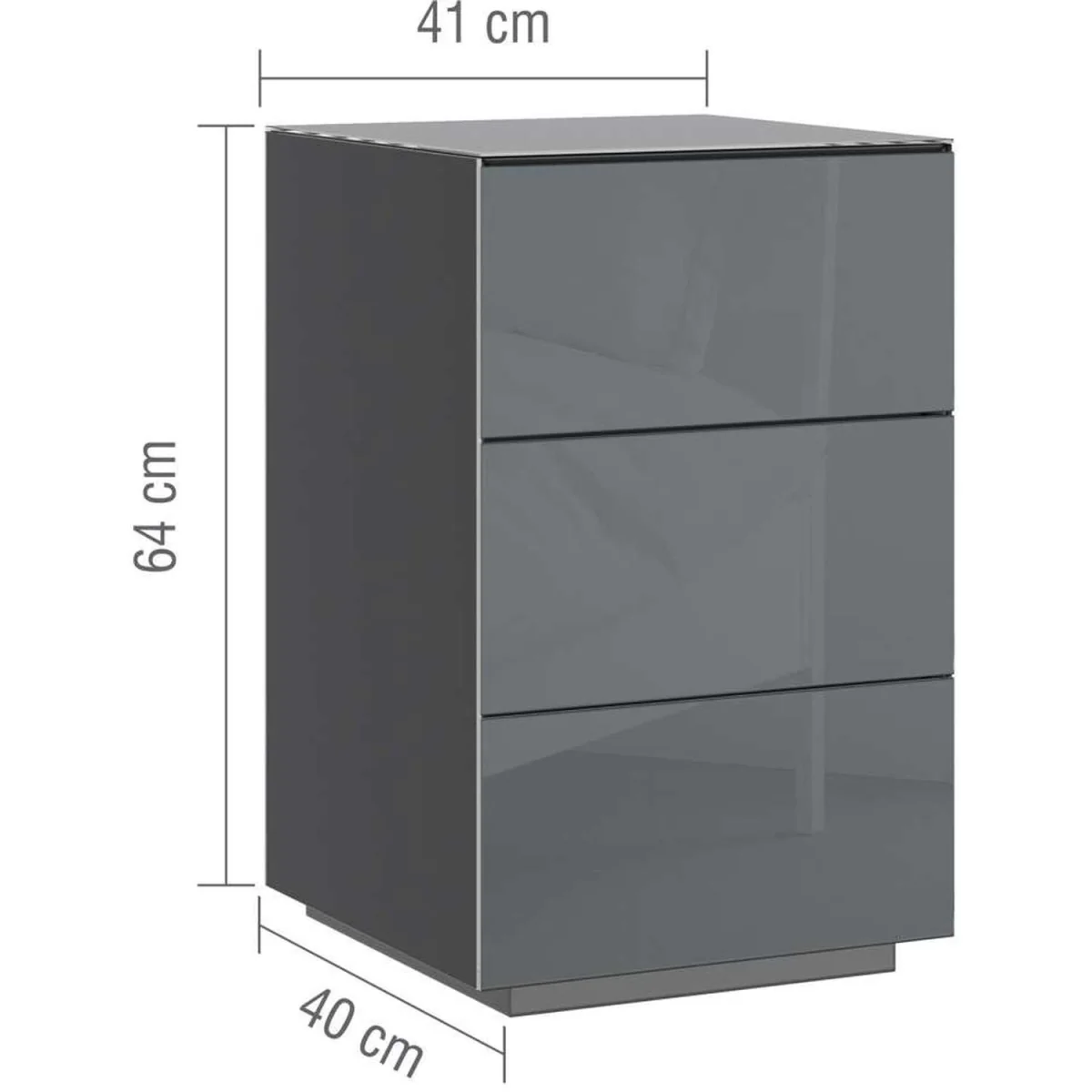 Liberty 3 drawer bedside Cabinet Grey Glass with Wireless Charger - Grey – image 5