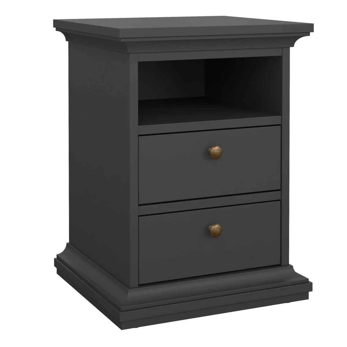 Osaka Farmhouse Dark Wooden Bedside Table 2 Drawers - Grey – image 2