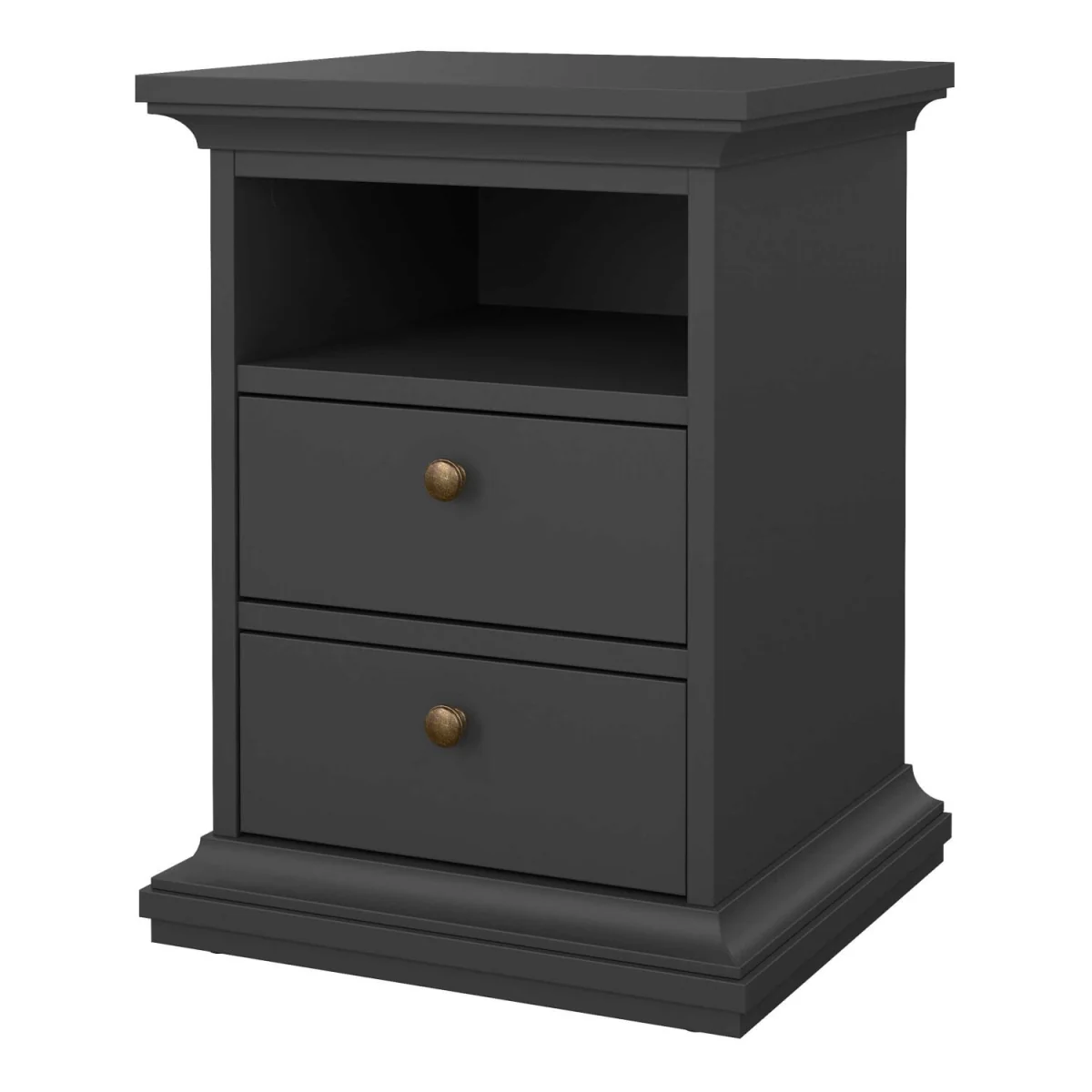 Osaka Farmhouse Dark Wooden Bedside Table 2 Drawers - Grey – image 3