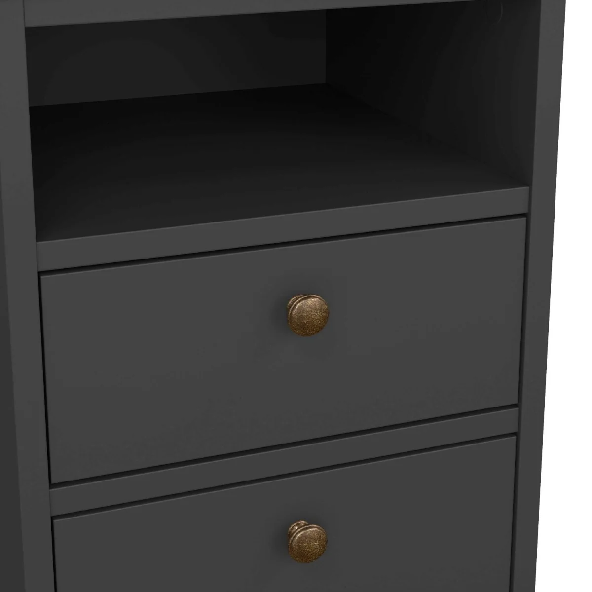 Osaka Farmhouse Dark Wooden Bedside Table 2 Drawers - Grey – image 6