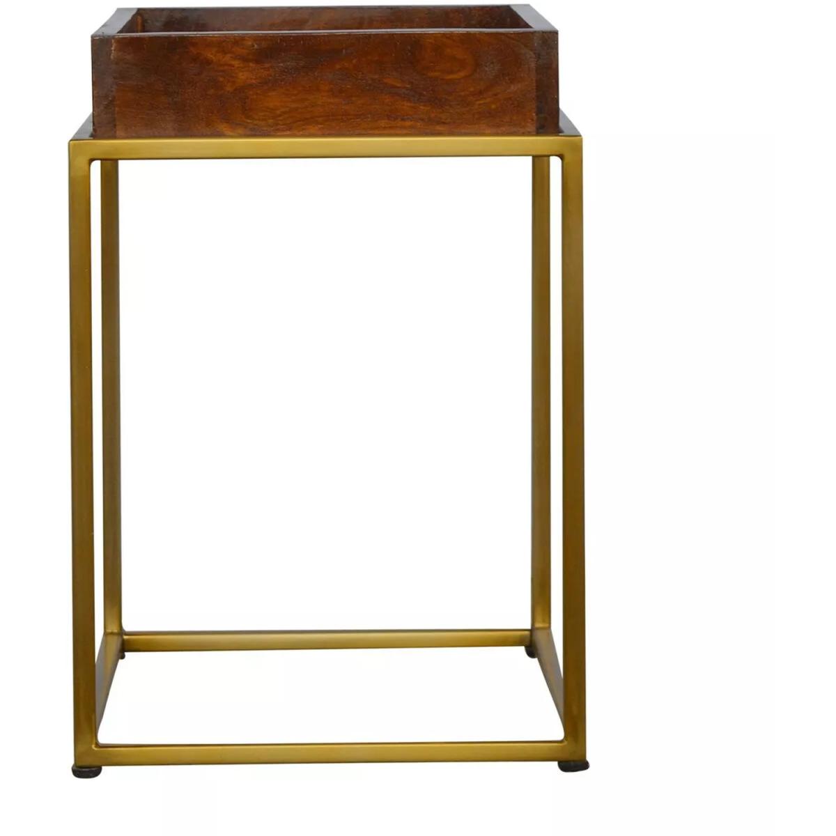 Mango Hill Chestnut Butler Tray Table With Gold Base - Brown – image 4