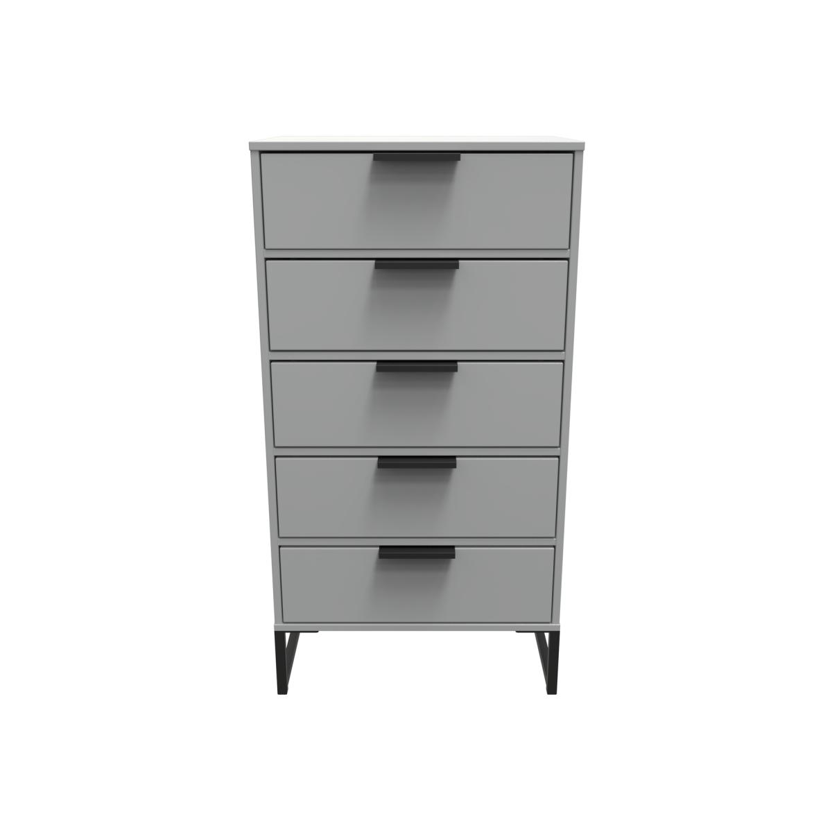 Diego Ready Assembled 5 Drawer Bedside Cabinet (Diego) - Dusk Grey