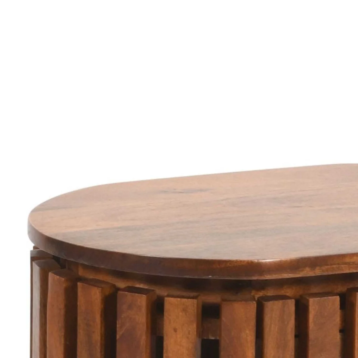 Birmingham Slatted Mango Wood Bedside Table with Legs - Brown – image 3