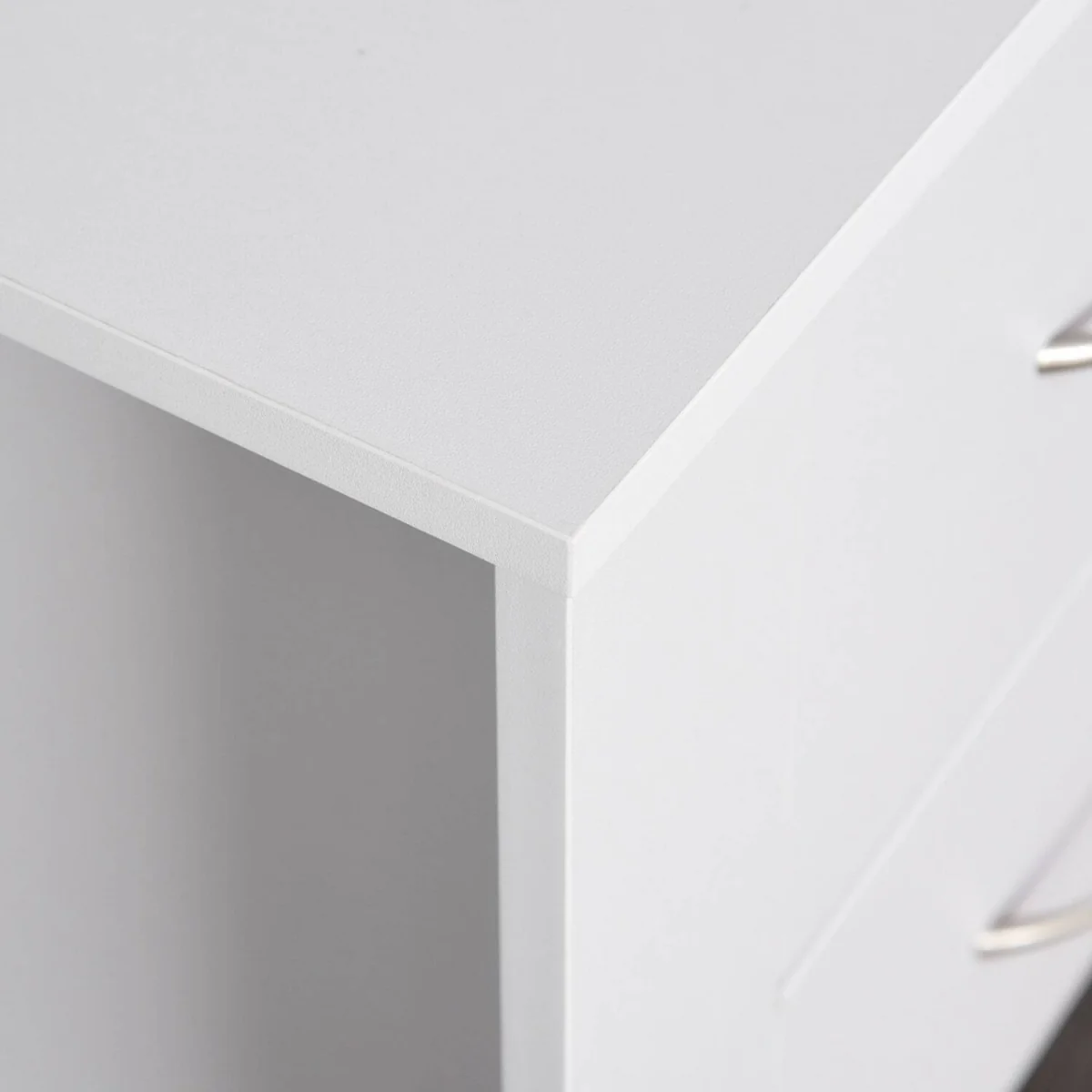 Zivika Momo Set of 2 White Bedside Tables, 2 Drawers, Silver Handles – image 7