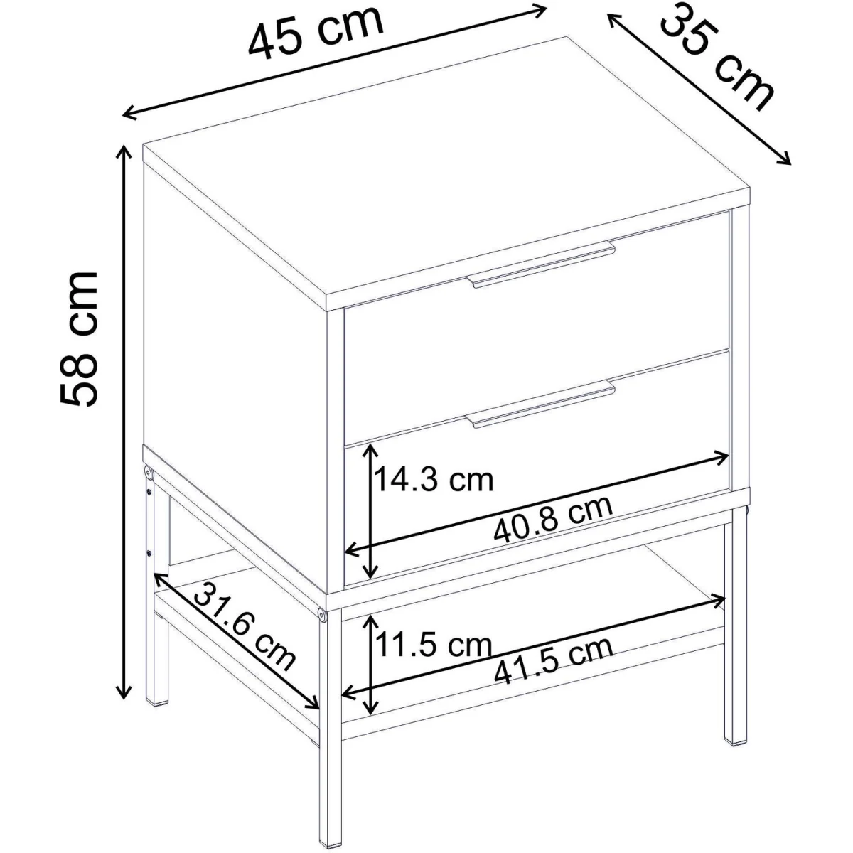Decortie Mars Two Drawer Bedside Table - Whiskey Oak – image 2