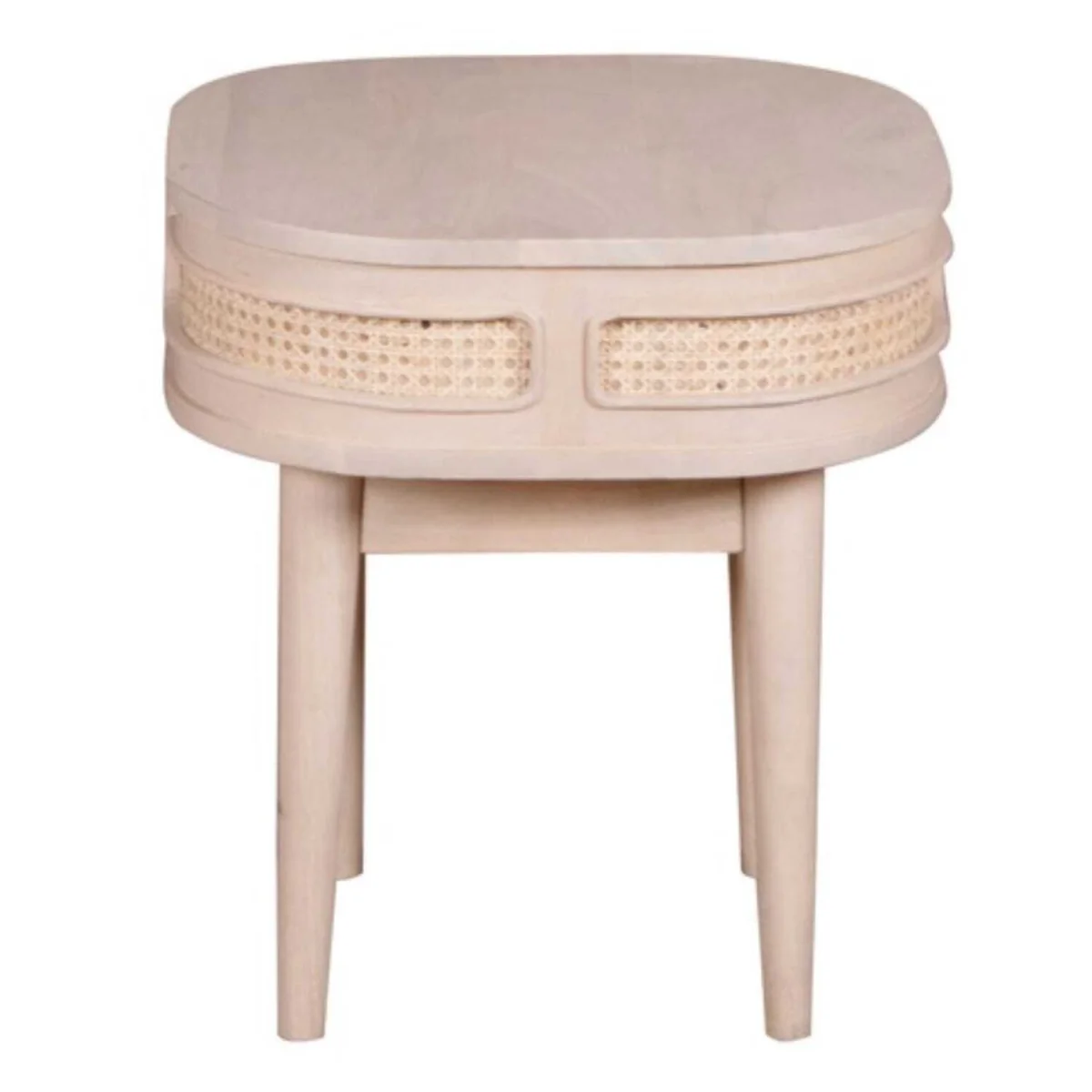 Chicago Cane Mango Wood and Rattan Bedside Table, 2 Drawers - Neutral – image 2
