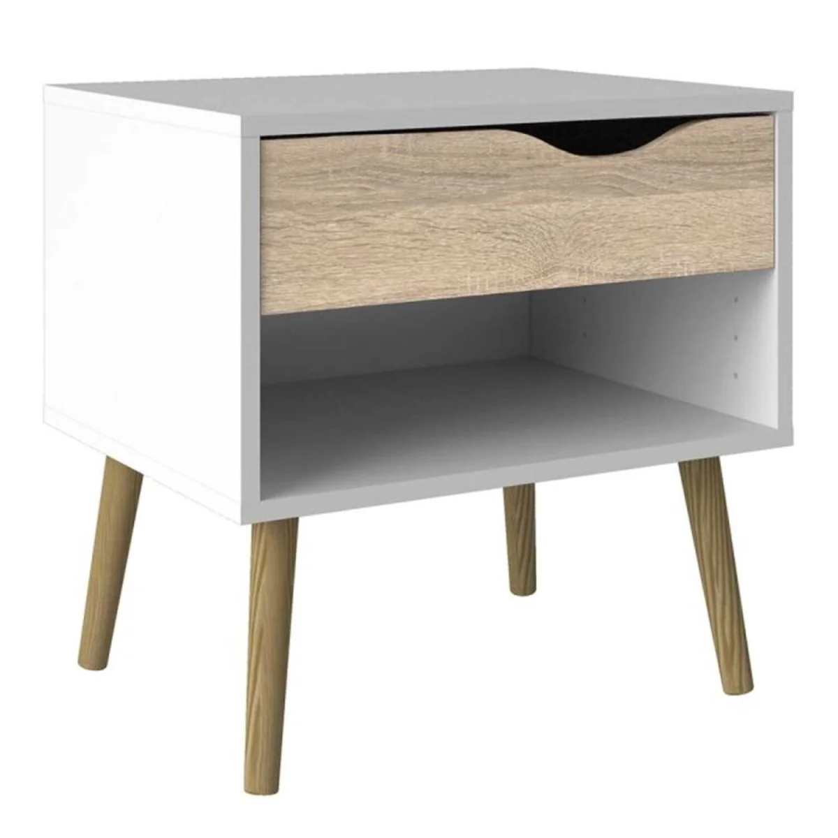 Wyld Haus Sapporo Set of 2 Bedside Tables Matt White with Natural Oak-Effect, 1 Drawer - White – image 4