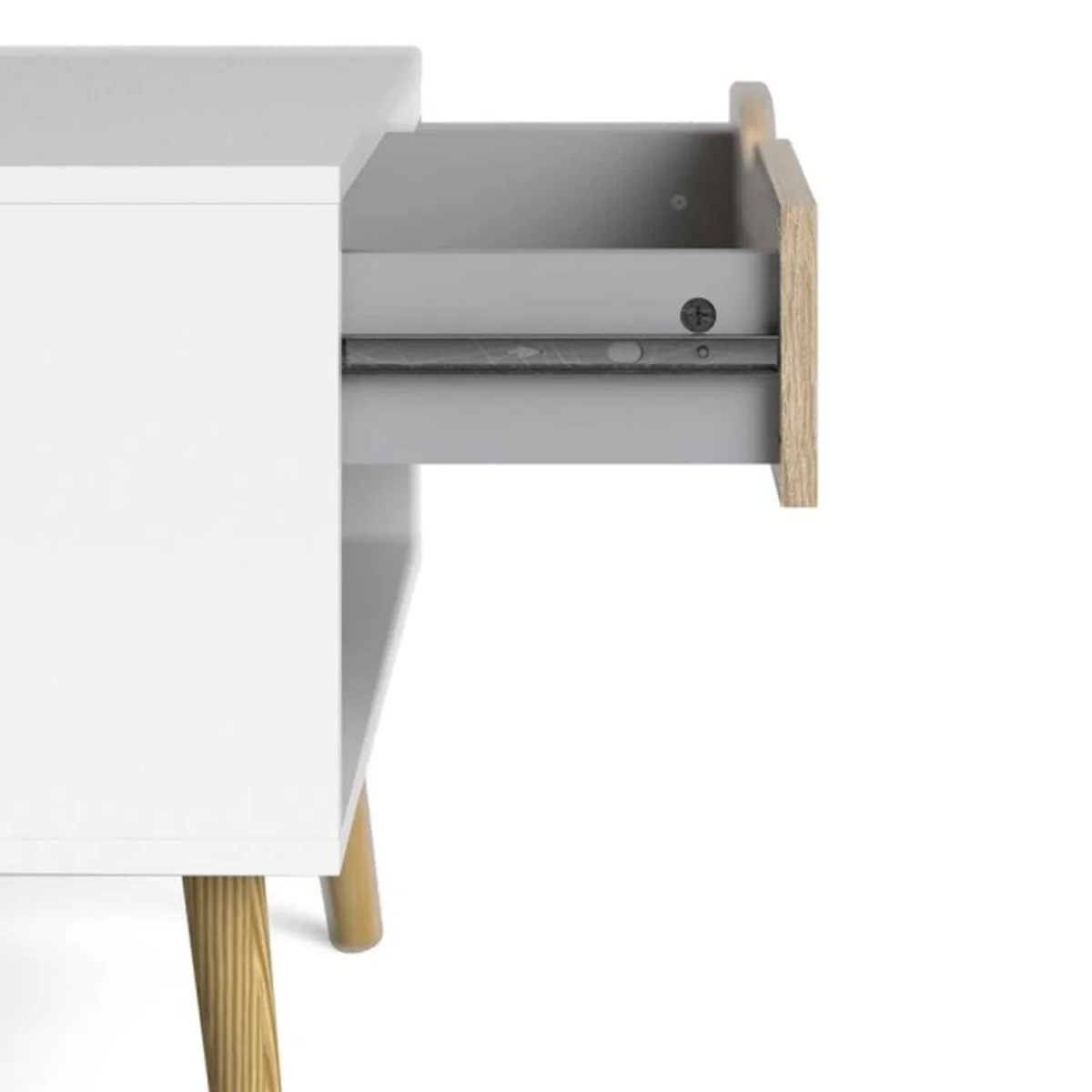 Wyld Haus Sapporo Set of 2 Bedside Tables Matt White with Natural Oak-Effect, 1 Drawer - White – image 6