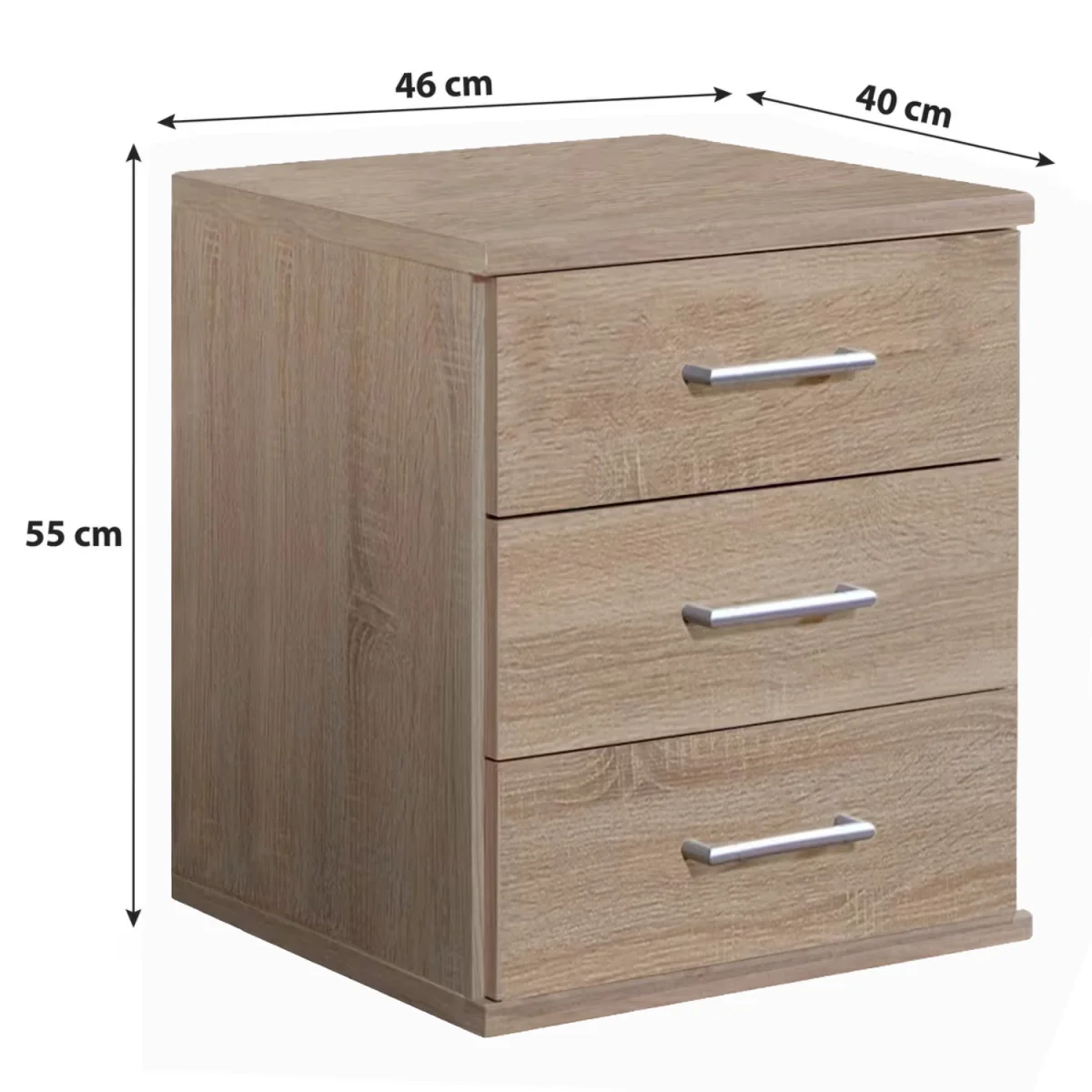 Osaka Oak 3 Drawer Bedside Cabinet - Oak – image 3
