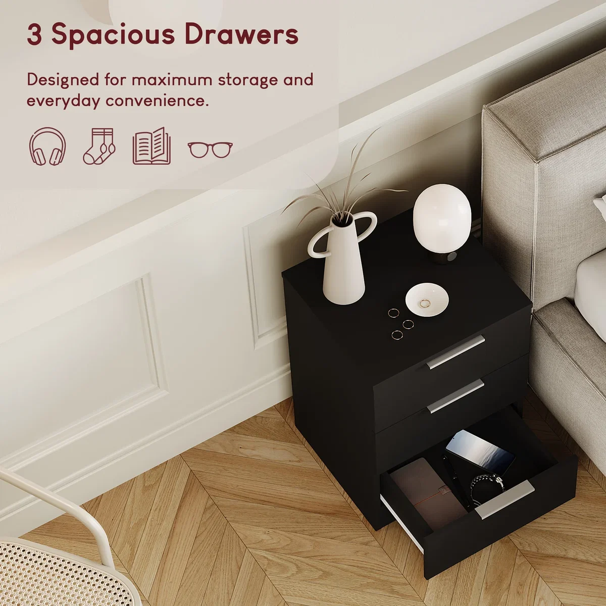 Trega 3 Drawer Bedside Chest - Pine / 1 – image 13