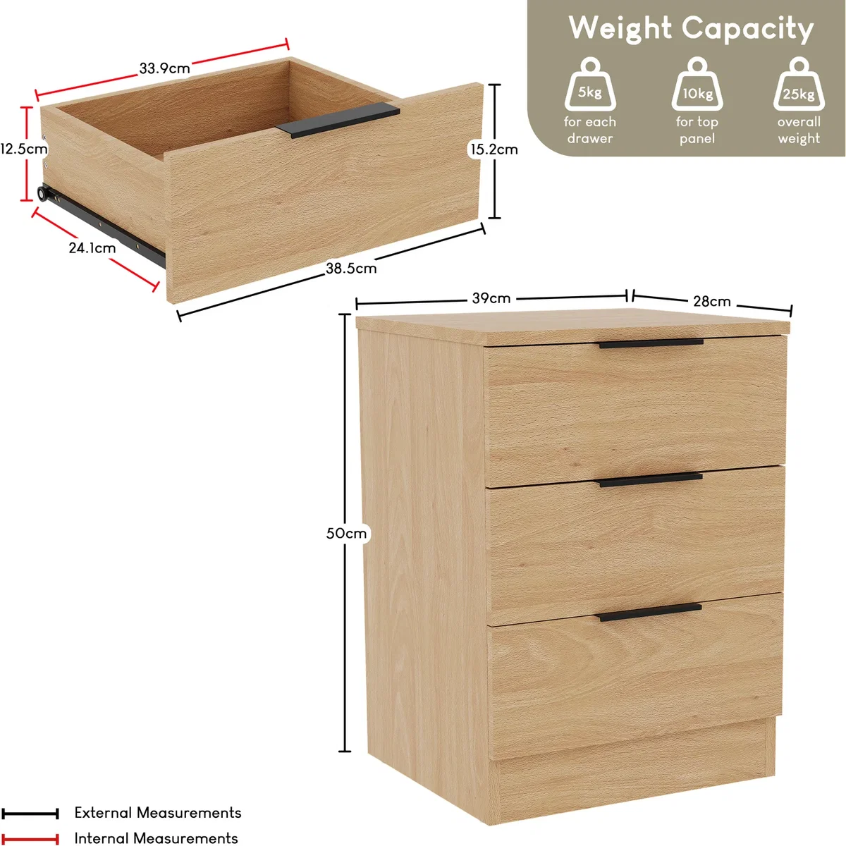 Trega 3 Drawer Bedside Chest - Pine / 1 – image 19