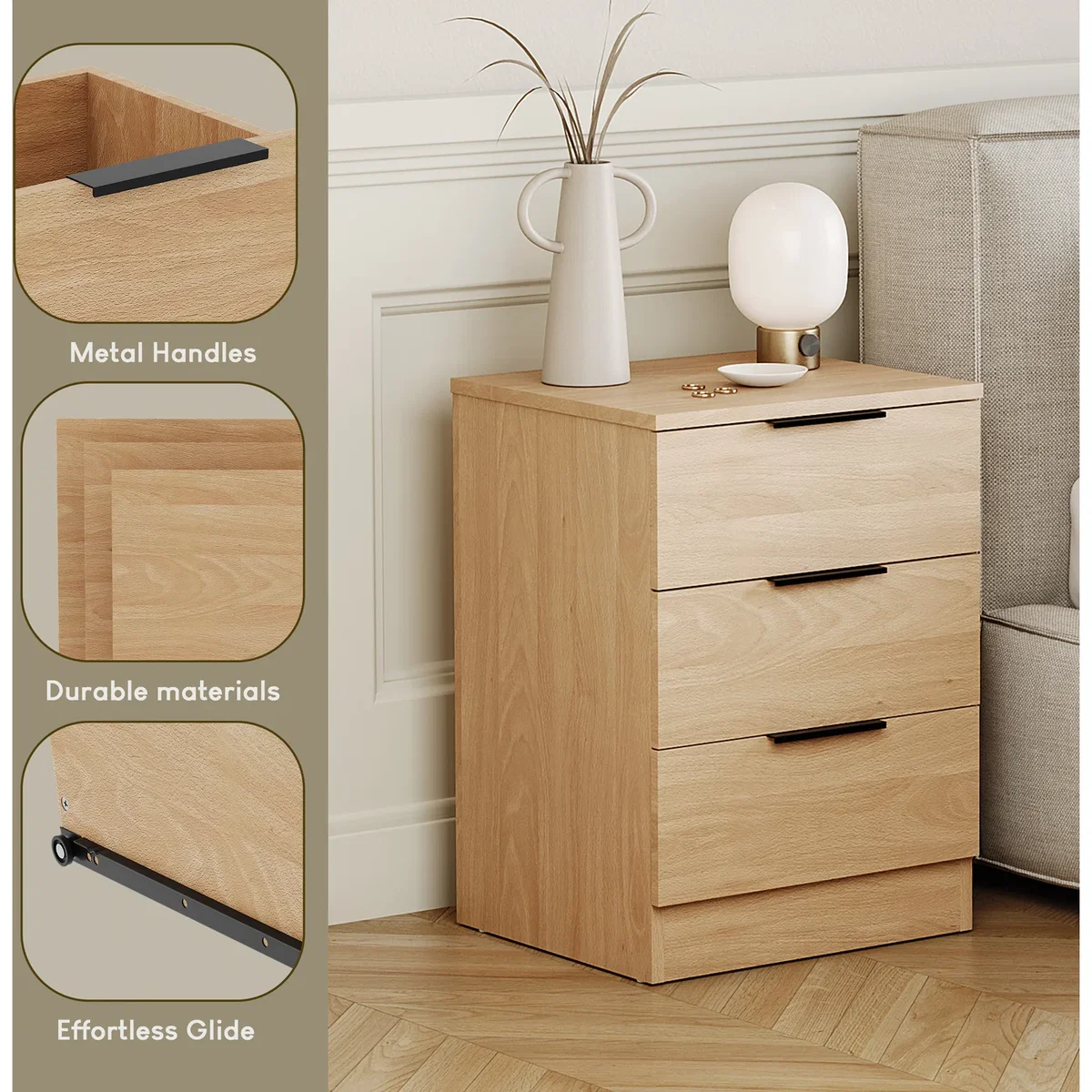 Trega 3 Drawer Bedside Chest - Pine / 1 – image 20