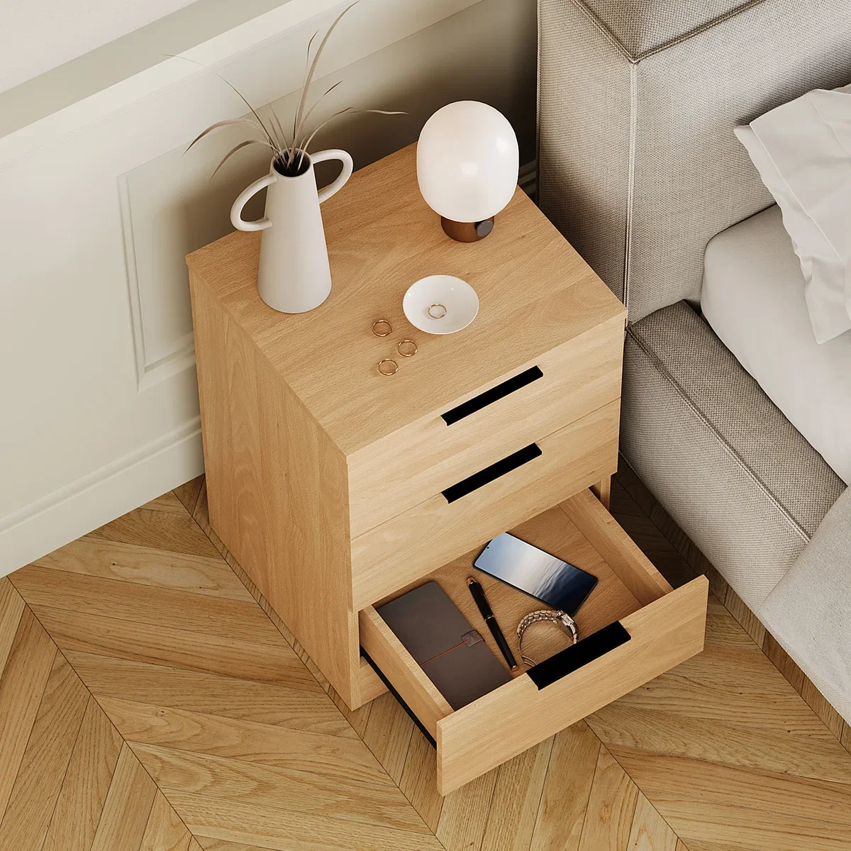 Trega 3 Drawer Bedside Chest - Pine / 1 – image 23