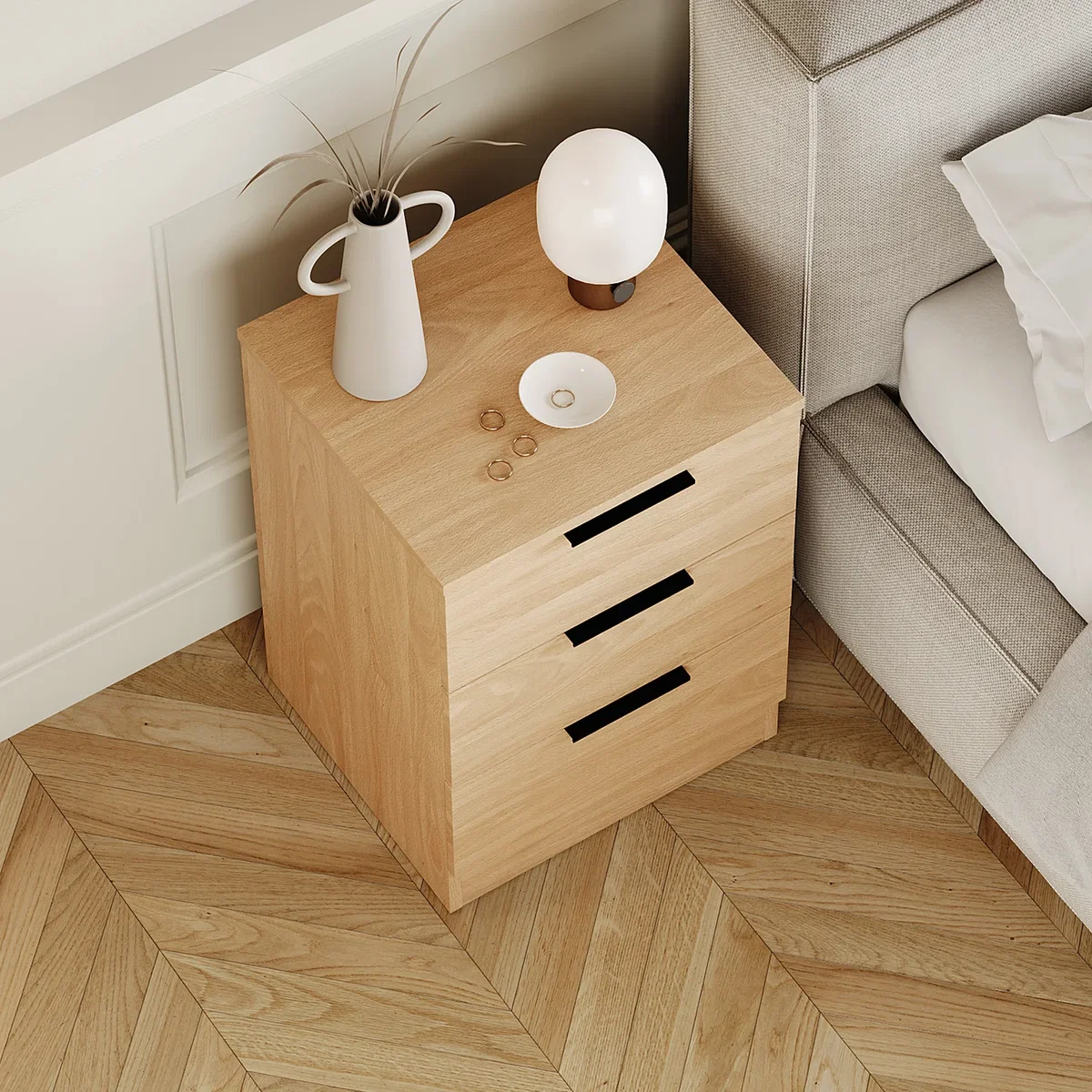 Trega 3 Drawer Bedside Chest - Pine / 1 – image 24