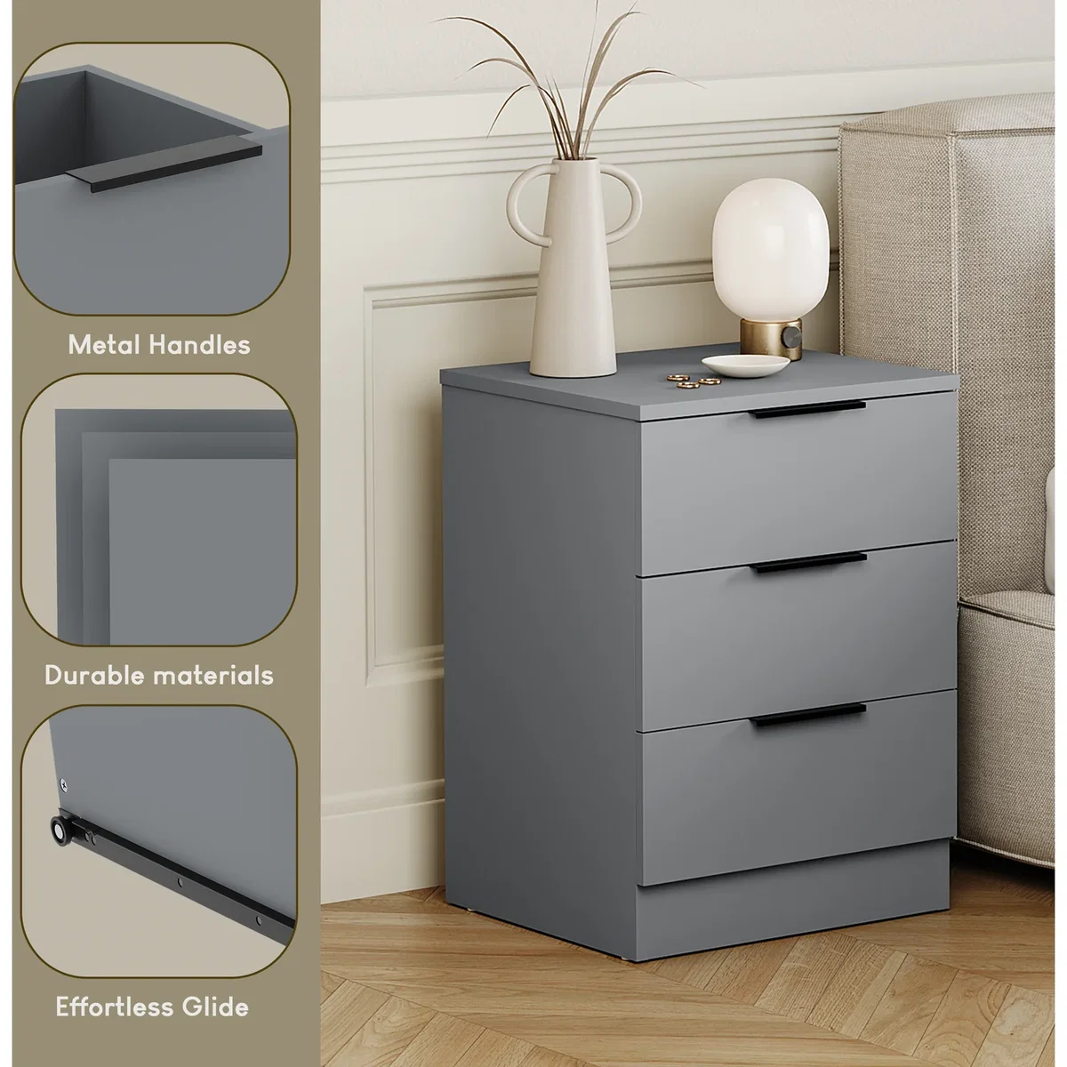 Trega 3 Drawer Bedside Chest - Pine / 1 – image 32