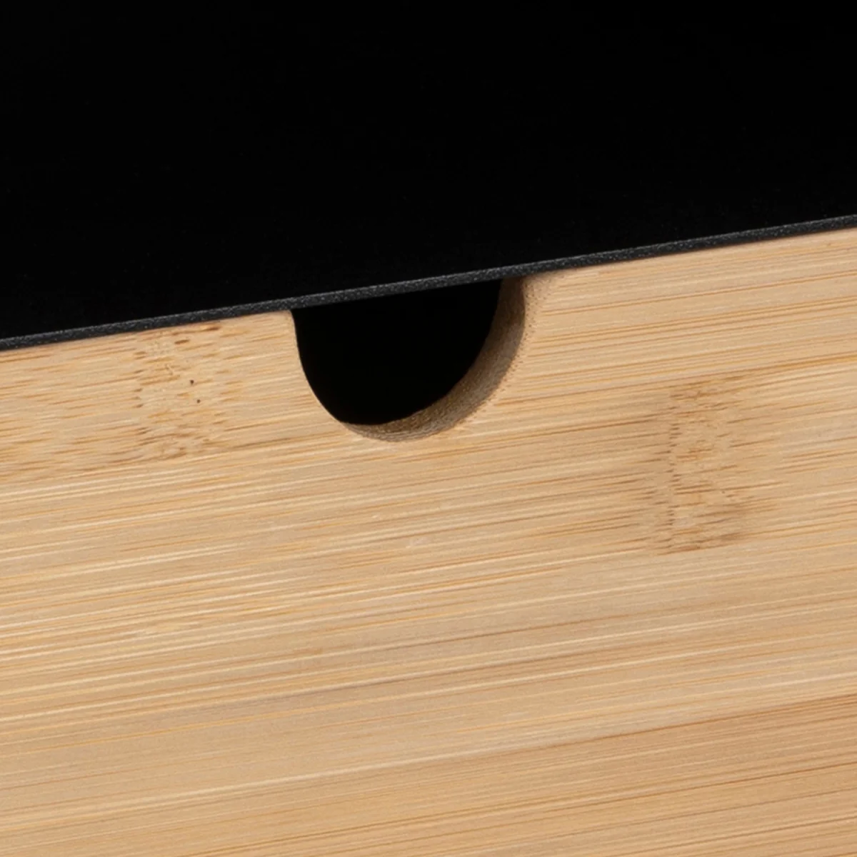 Joliet 1 Drawer Wallmounted Bedside Table in Black & Bamboo - Black & Bamboo – image 2