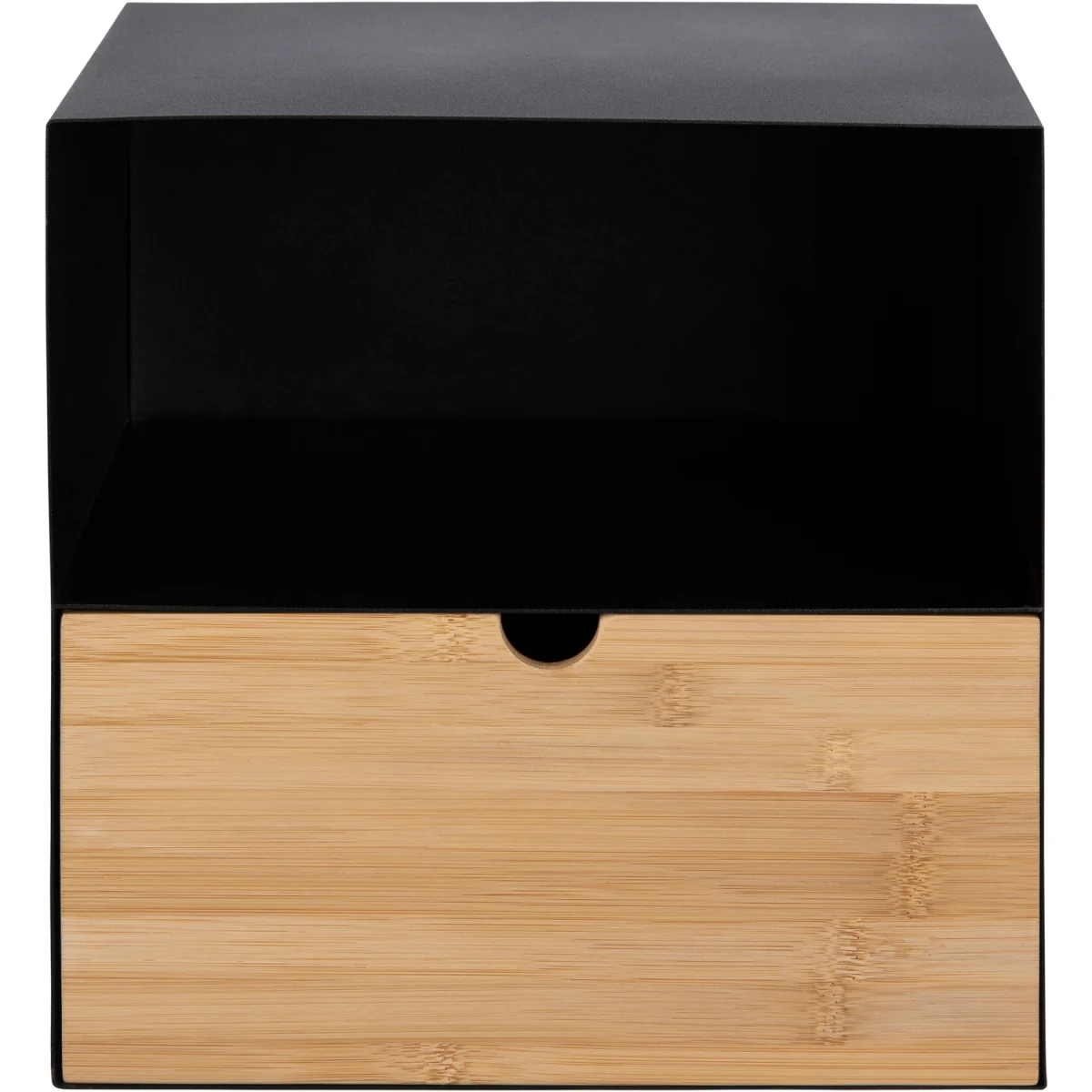 Joliet 1 Drawer Wallmounted Bedside Table in Black & Bamboo - Black & Bamboo – image 3