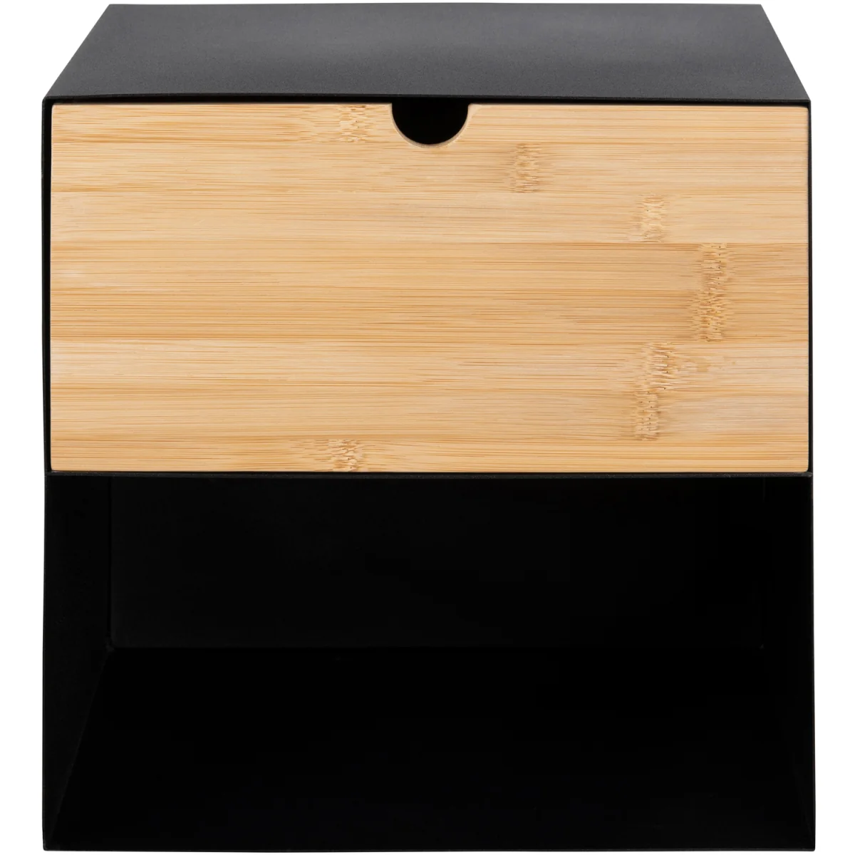 Joliet 1 Drawer Wallmounted Bedside Table in Black & Bamboo - Black & Bamboo – image 4