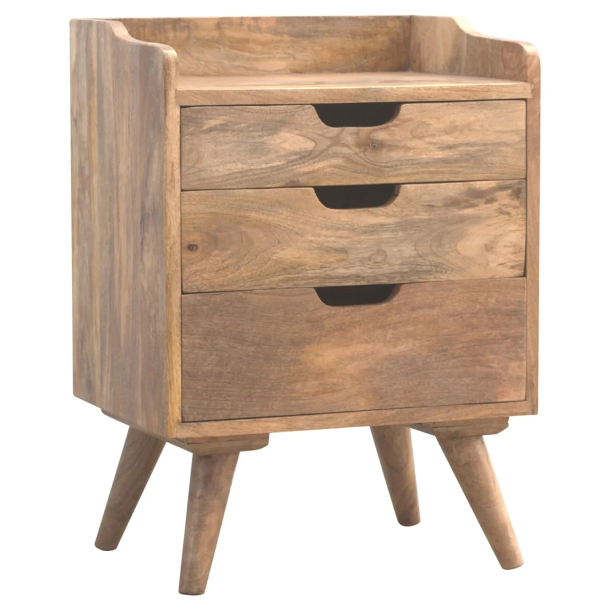 Bagnoregio 3 Drawer Mango Wood Bedside Table - Brown – image 2