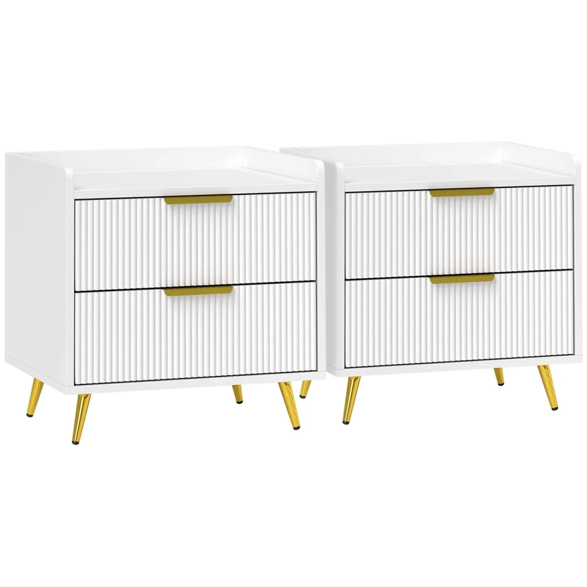 Conola Yone White Set of 2 Elegant 2-Drawer Bedside Tables – image 3