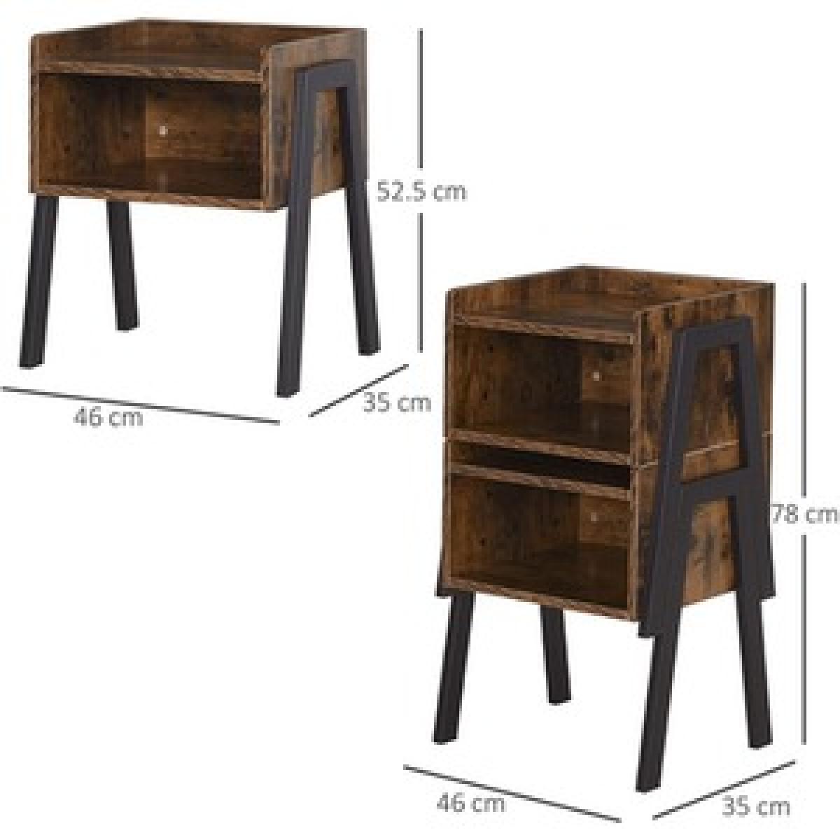 Set of 2 Stacking Bed Side Table  - Brown – image 11
