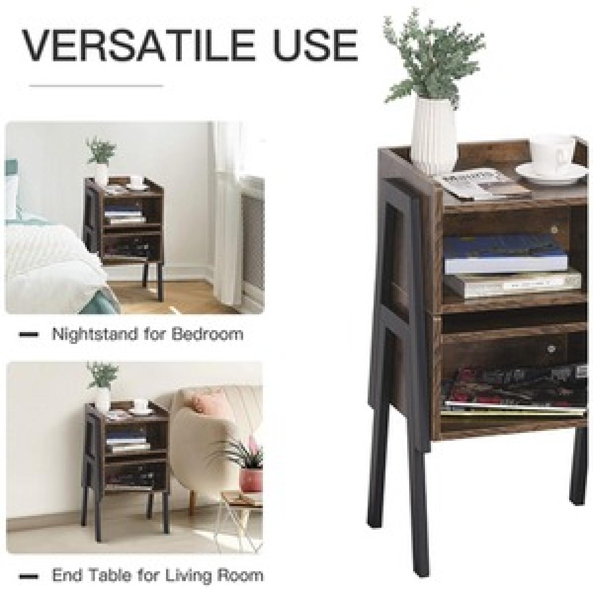 Set of 2 Stacking Bed Side Table  - Brown – image 13