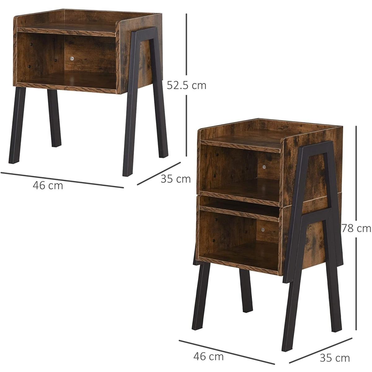 Set of 2 Stacking Bed Side Table  - Brown – image 5