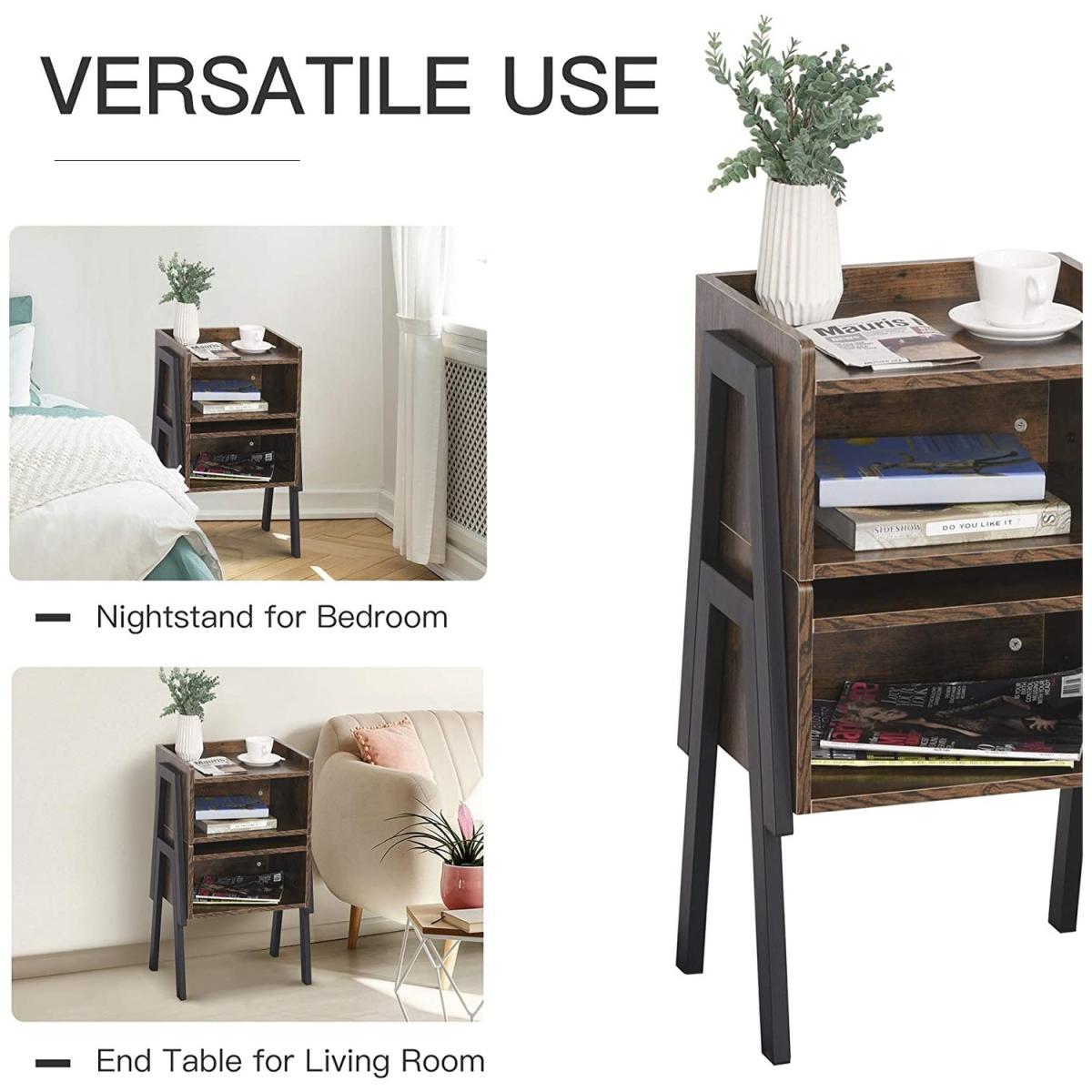 Set of 2 Stacking Bed Side Table  - Brown – image 7