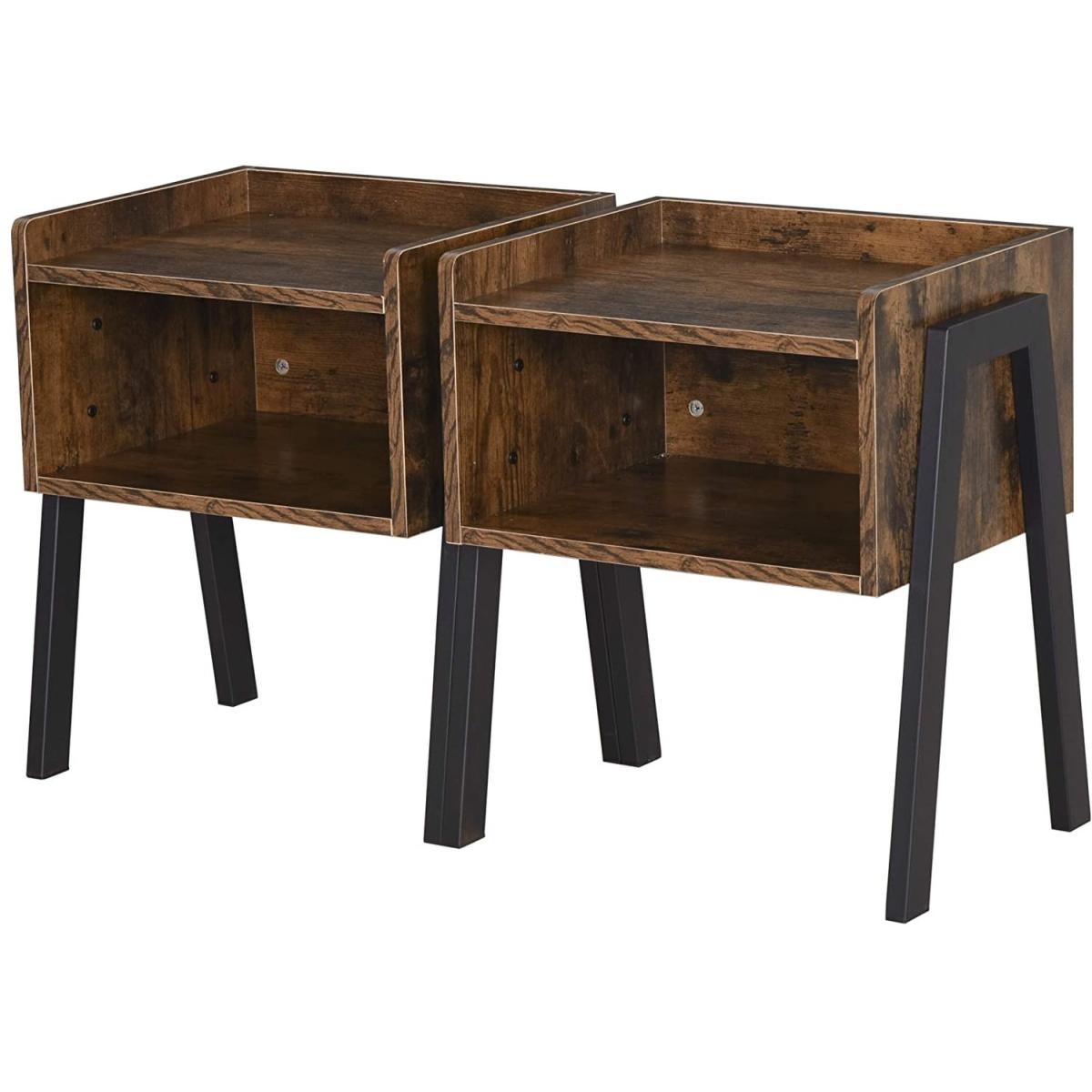Set of 2 Stacking Bed Side Table  - Brown – image 8